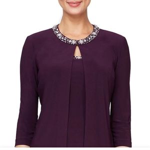 ALEX EVENINGS beaded jersey dress and jacket